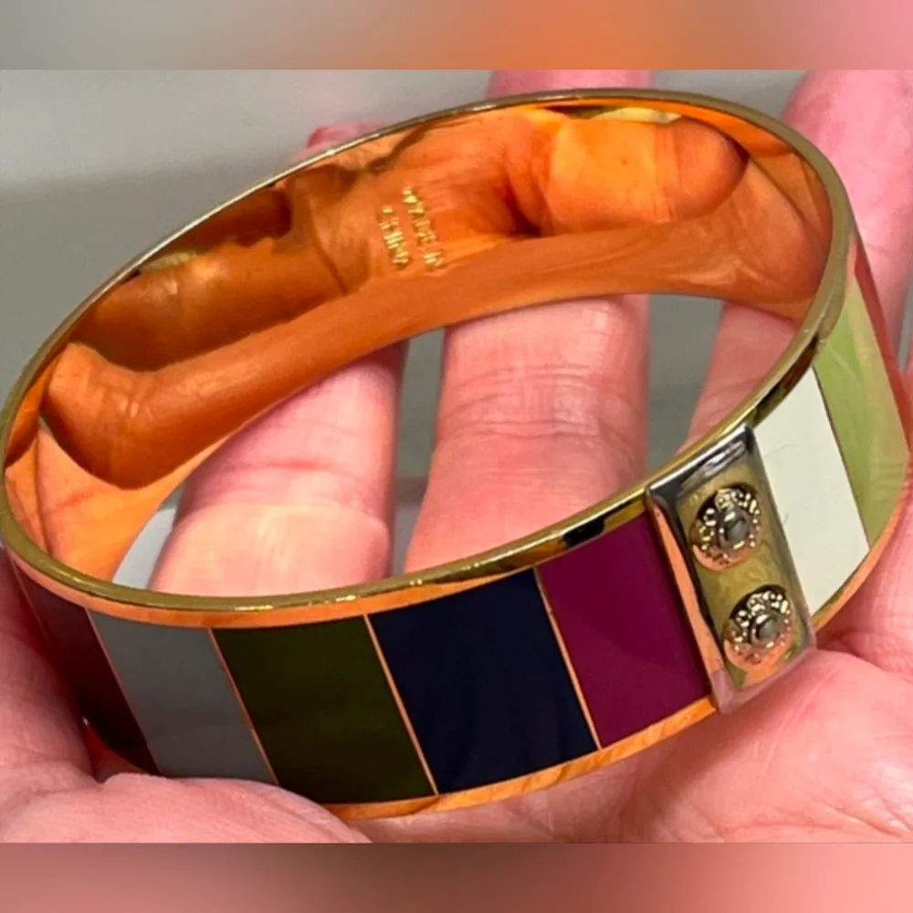 Coach Legacy Enamel Gold-tone Bangle Bracelet with Dust Bag - Picture 6 of 11